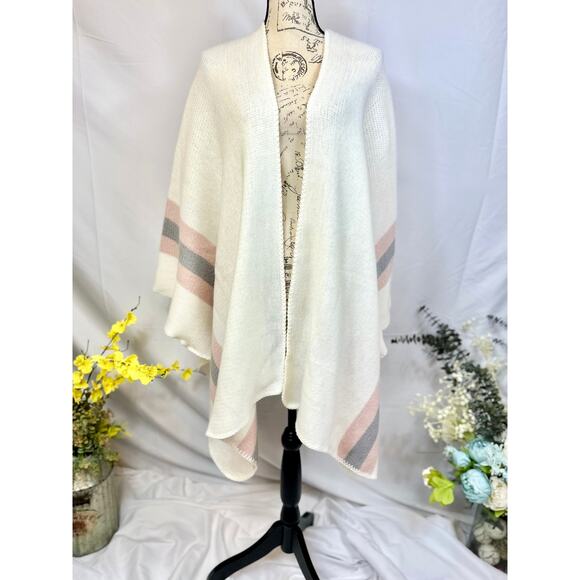 Steve Madden Kimono Shawl Wrap with Pastel Pink/Purple Stripes XL - Picture 5 of 8